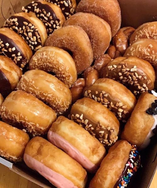 a stack of donuts