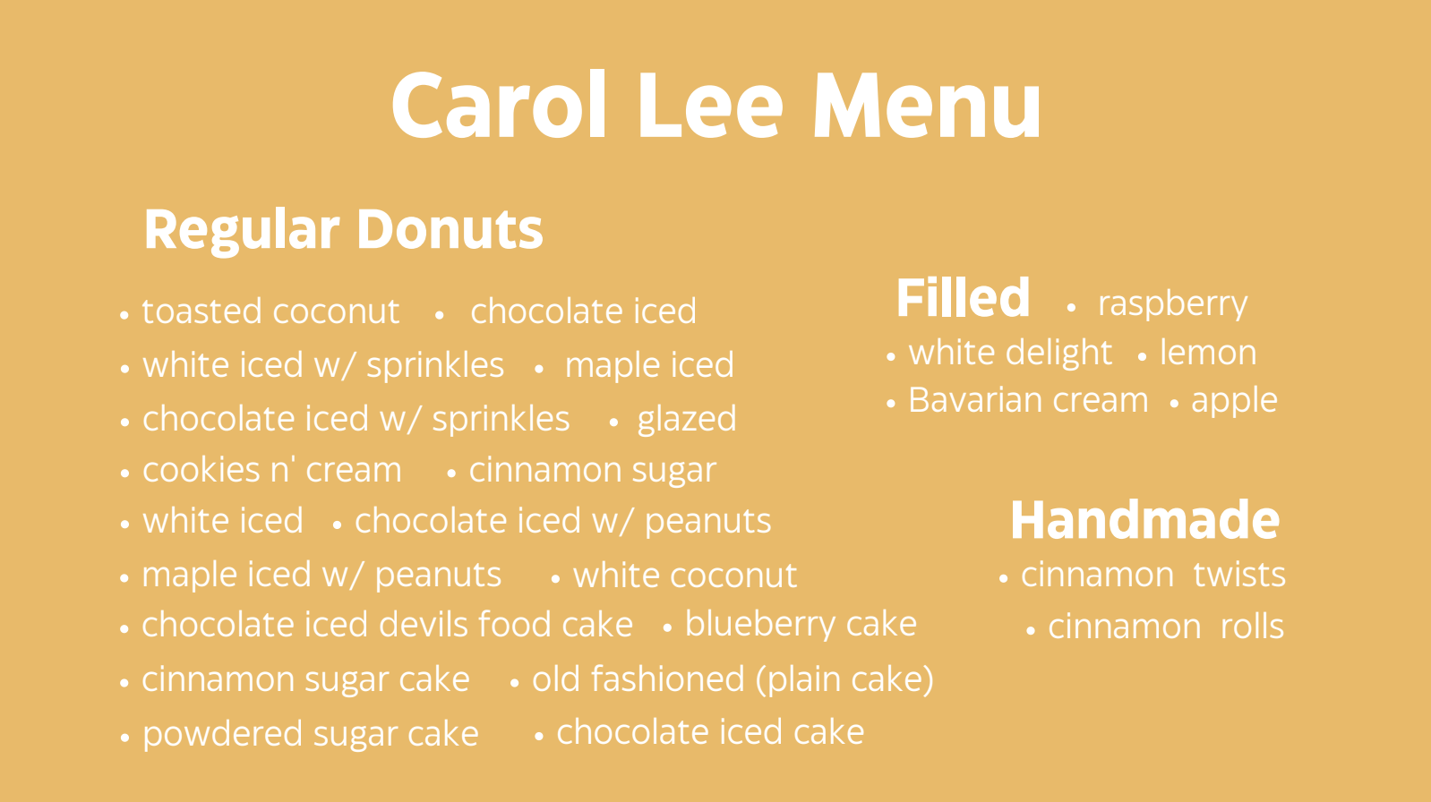 carol lee menu